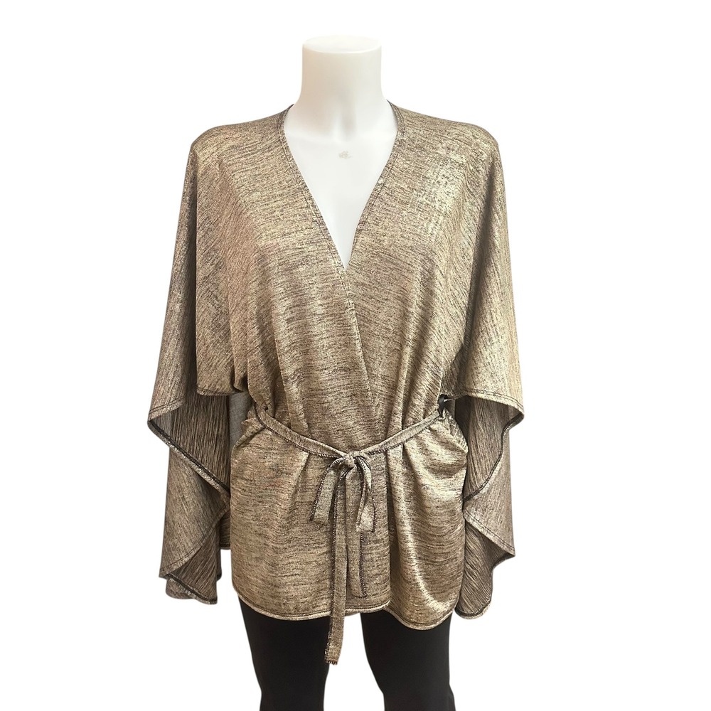 Free People Metallic Gold Wrap Blouse